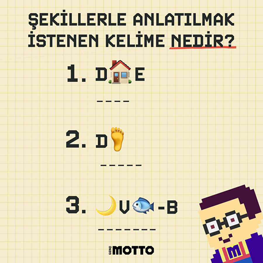 Şekillerle anlatılmak istenen kelime nedir?