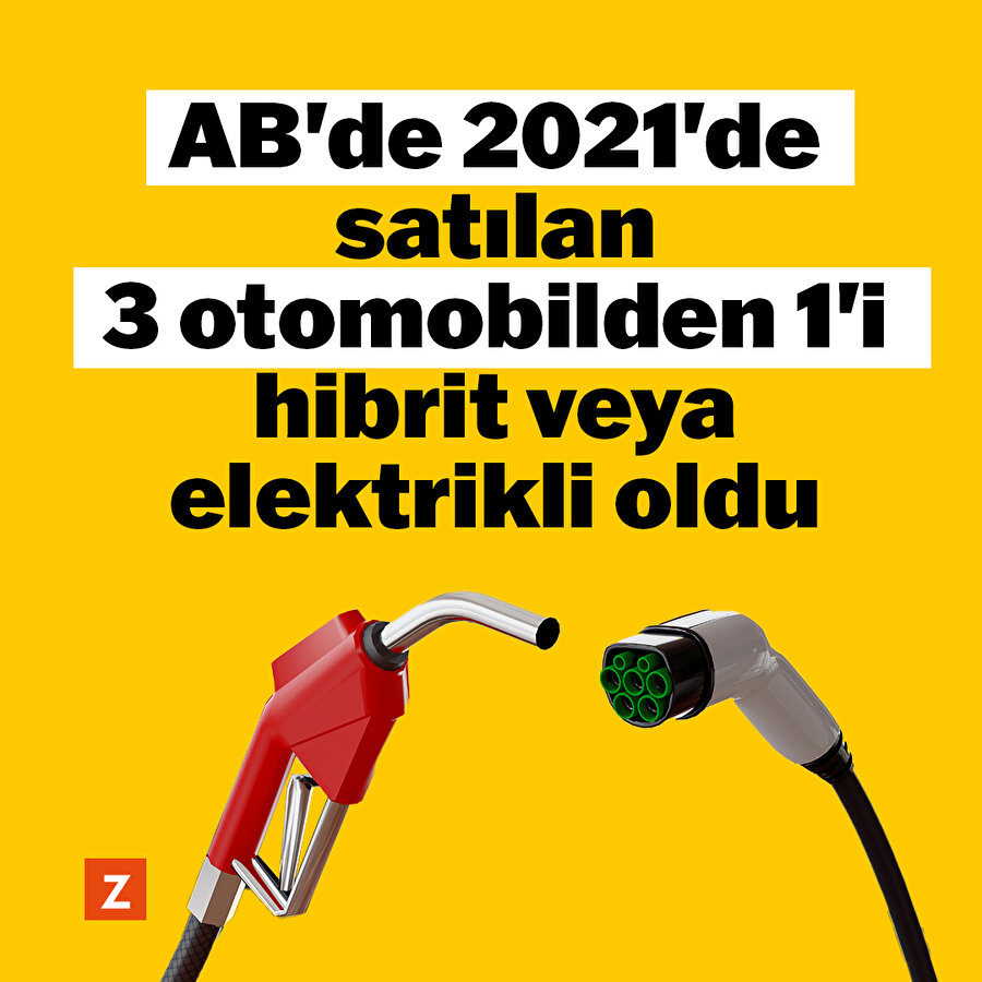 Avrupa'da 2021'de satılan 3 otomobilden 1'i hibrit veya elektrikli oldu