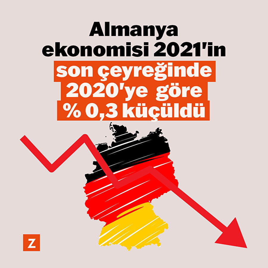 Almanya ekonomisi 2021'in son çeyreğinde 2020'ye göre %0,3 küçüldü