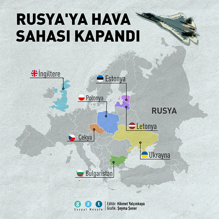 Rusya'ya hava sahası kapandı