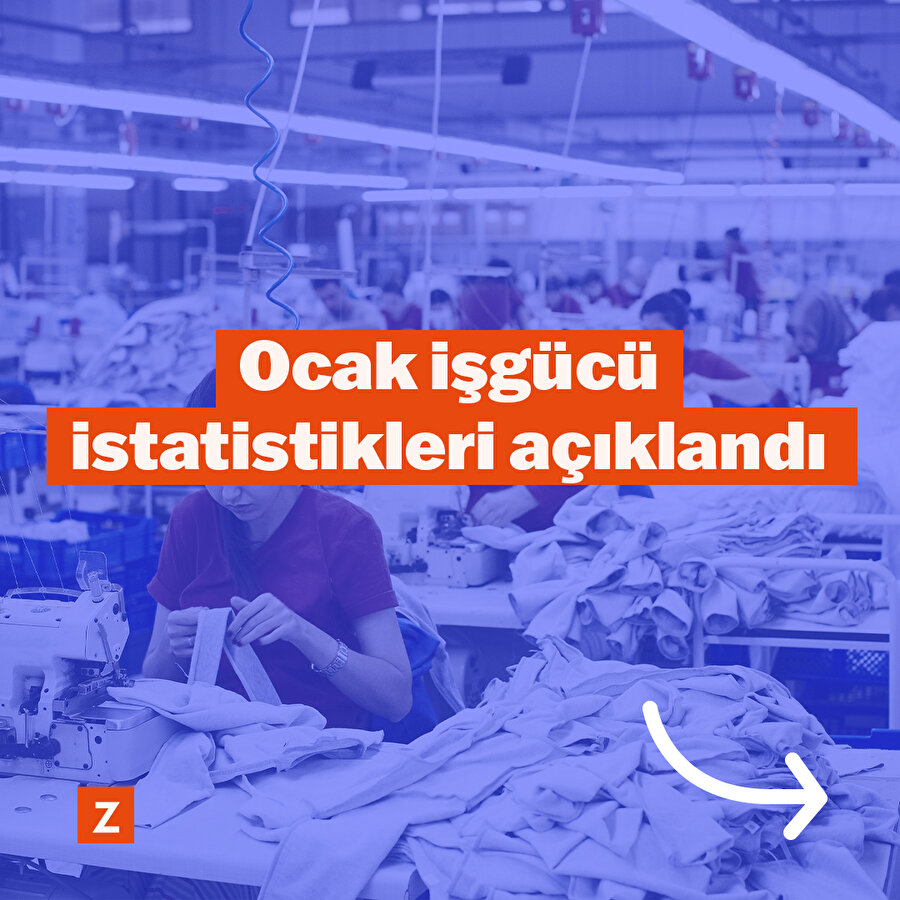 İstihdam oranı Ocak 2022’de bir önceki yılın aynı ayına göre %6,8 artış gösterdi ve %46,5 seviyesinde gerçekleşti