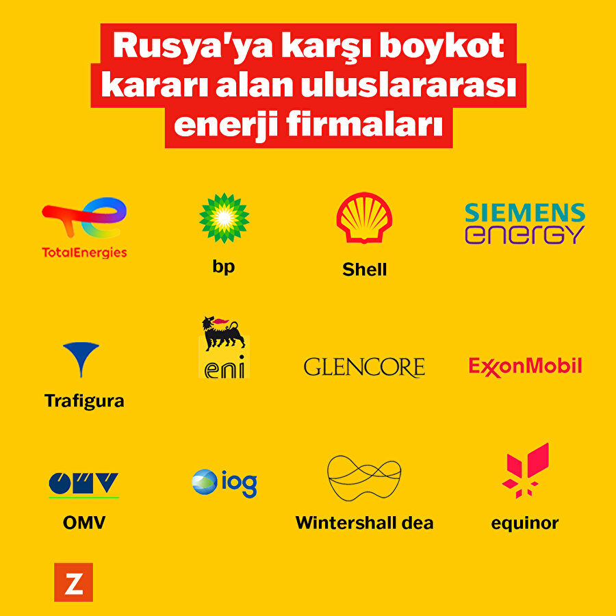 Rusya'ya karşı boykot kararı alan uluslararası enerji firmaları 
