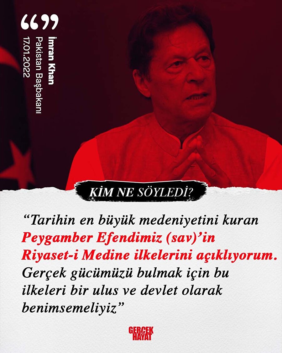 İmran Khan: Peygamberimizin Riyaset-i Medine'si ile mümkün