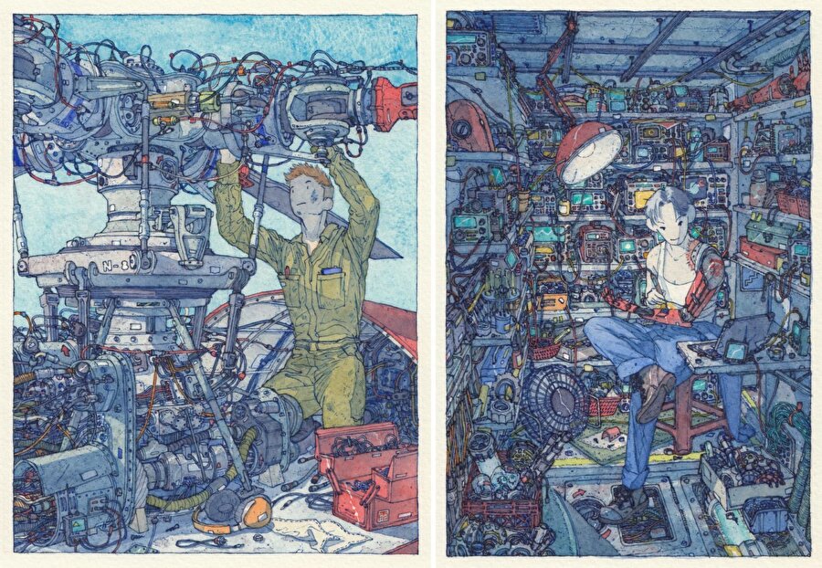 Suluboya ve mürekkeple dağınık çizimler 🖌