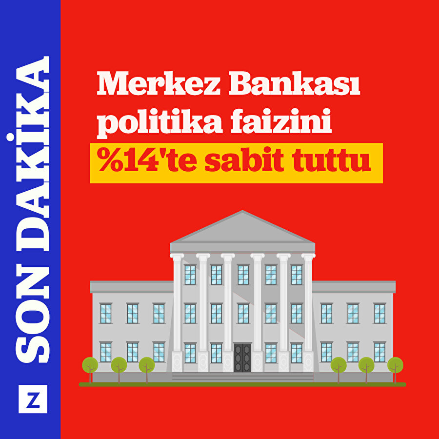Merkez Bankası politika faizini %14'te sabit tuttu.