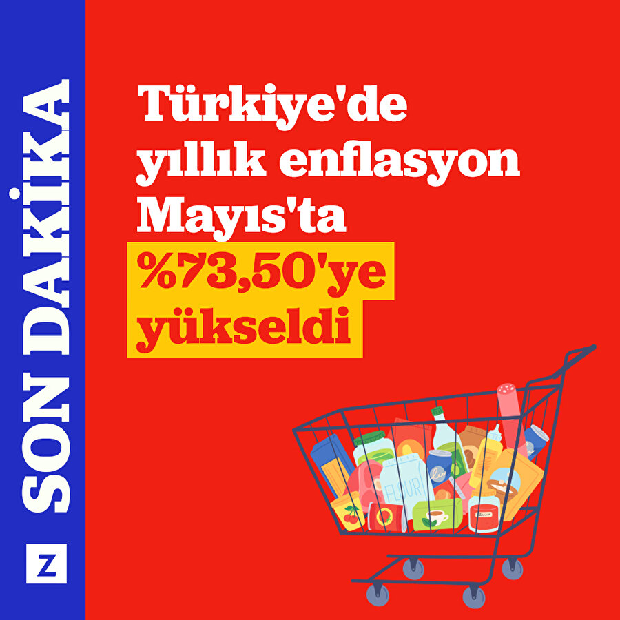 Türkiye'de yıllık enflasyon Mayıs'ta %73,50'ye yükseldi