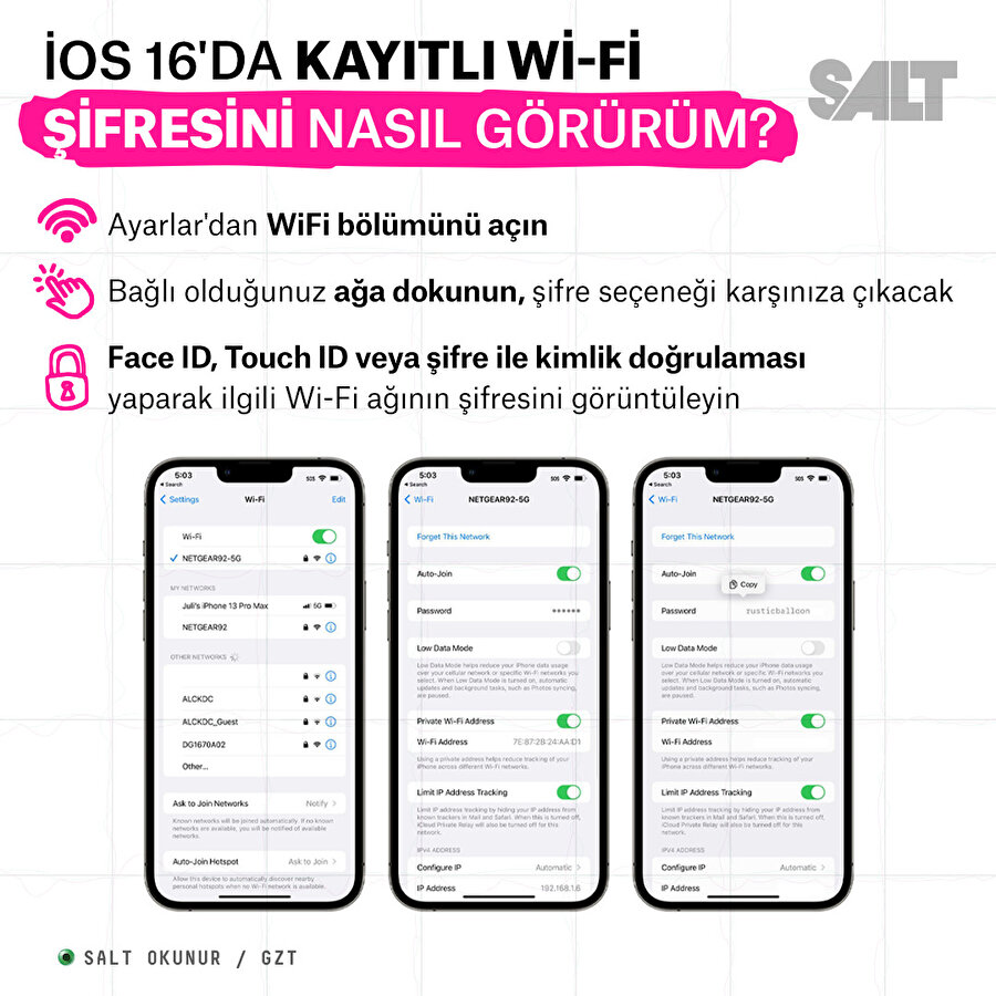 iOS 16'da bağlı olduğunuz Wi-Fi ağının şifresini görebiliyorsunuz