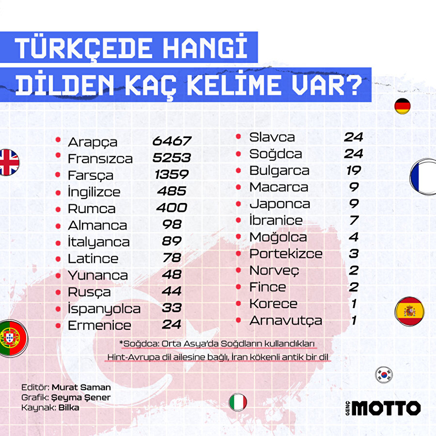 Türkçede hangi dilden kaç kelime var?
