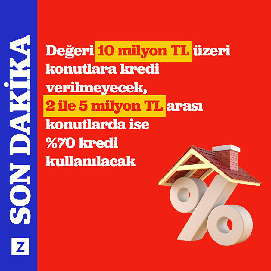 Konut kredilerine yeni düzenleme: Değeri 10 milyon TL üzeri  konutlarda kredi imkanı olmayacak