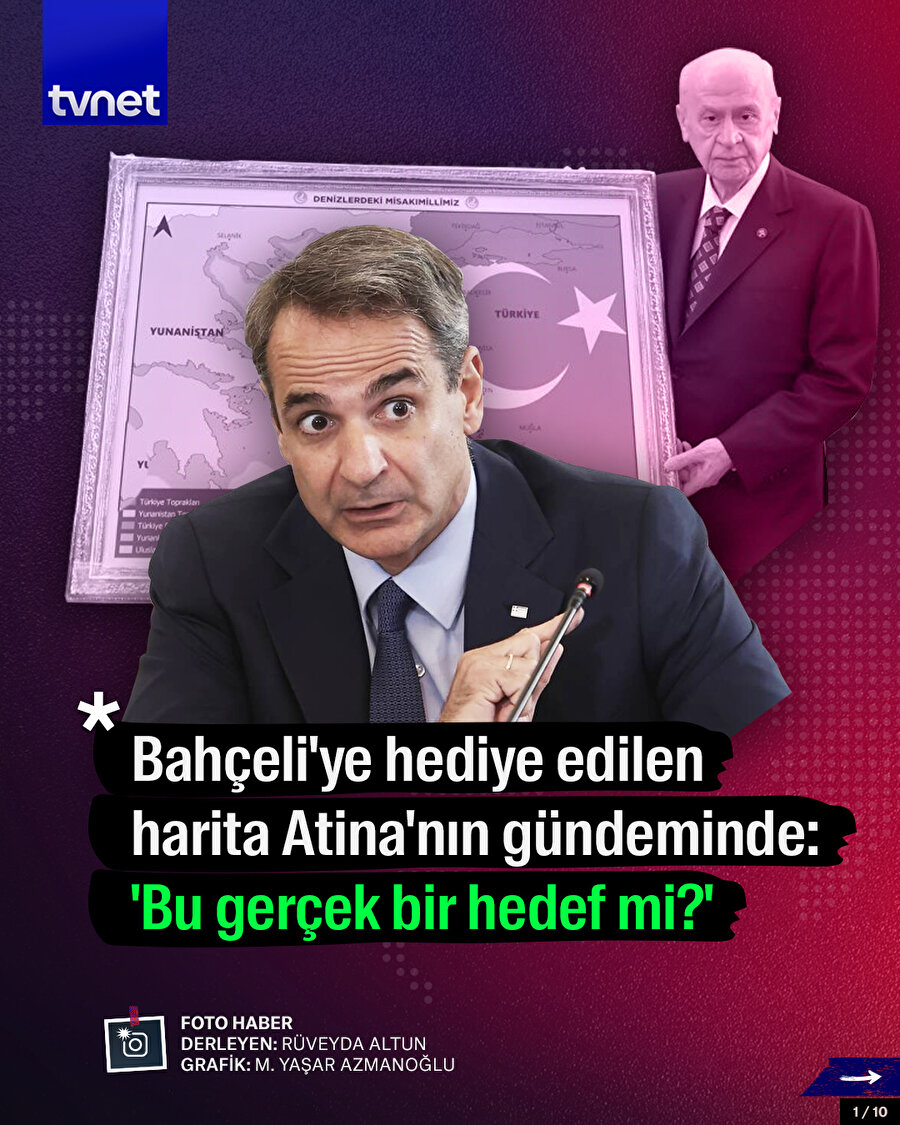 Bahçeli'ye hediye edilen harita Atina'nın gündeminde: 'Bu gerçek bir hedef mi?'