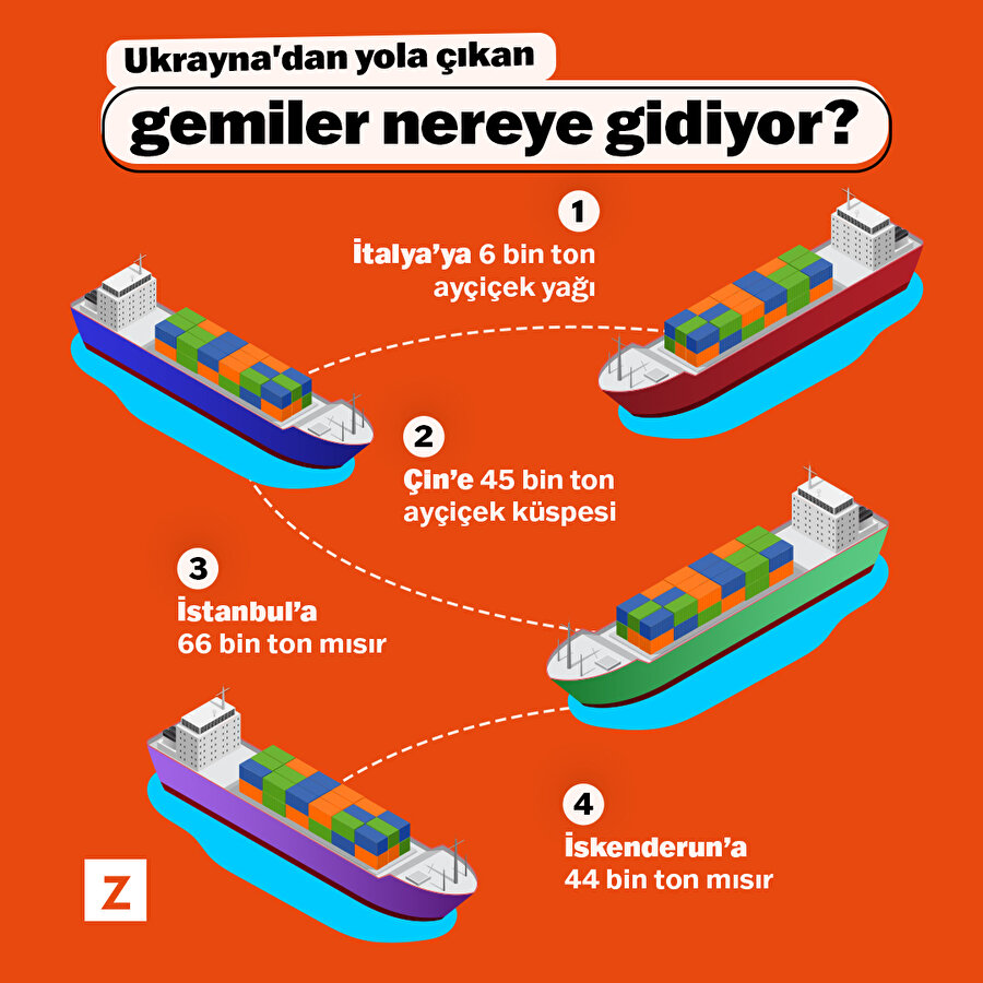 Ukrayna'dan yola çıkan gemiler nereye gidiyor?