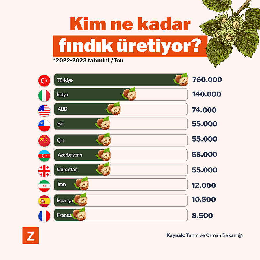 Kim ne kadar fındık üretiyor?