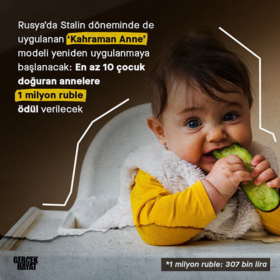 Rusya'da kahraman anne uygulaması: 1 milyon ruble verilecek