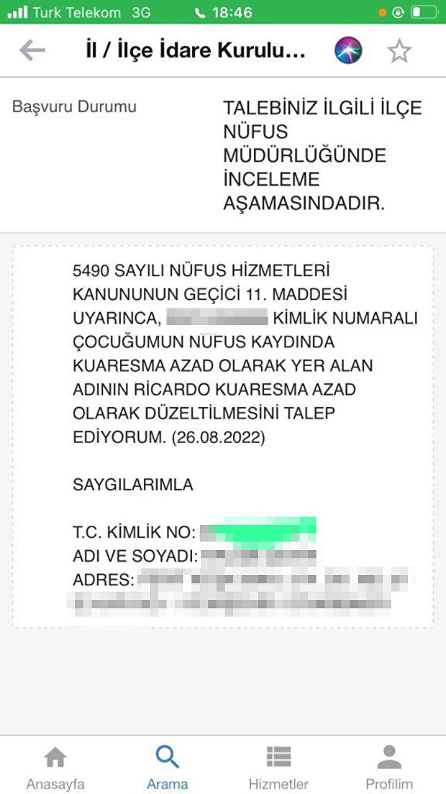 e-Devlet'ten başvurdu: Kendi adını Ghezzal eşinin adını Talisca yapacak