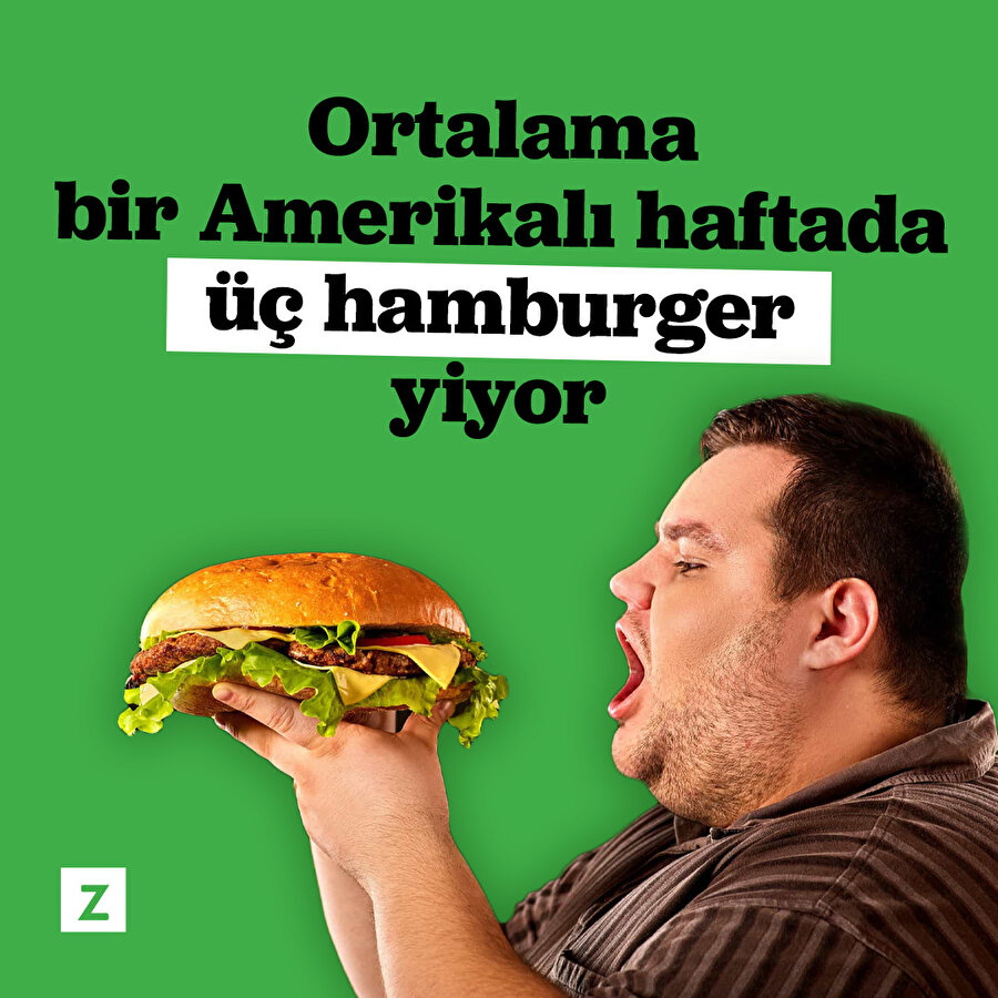 Ortalama bir Amerikalı haftada 3 hamburger yiyor