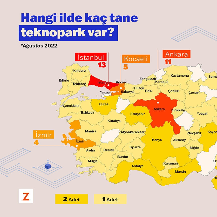 Hangi ilde kaç tane teknopark var?