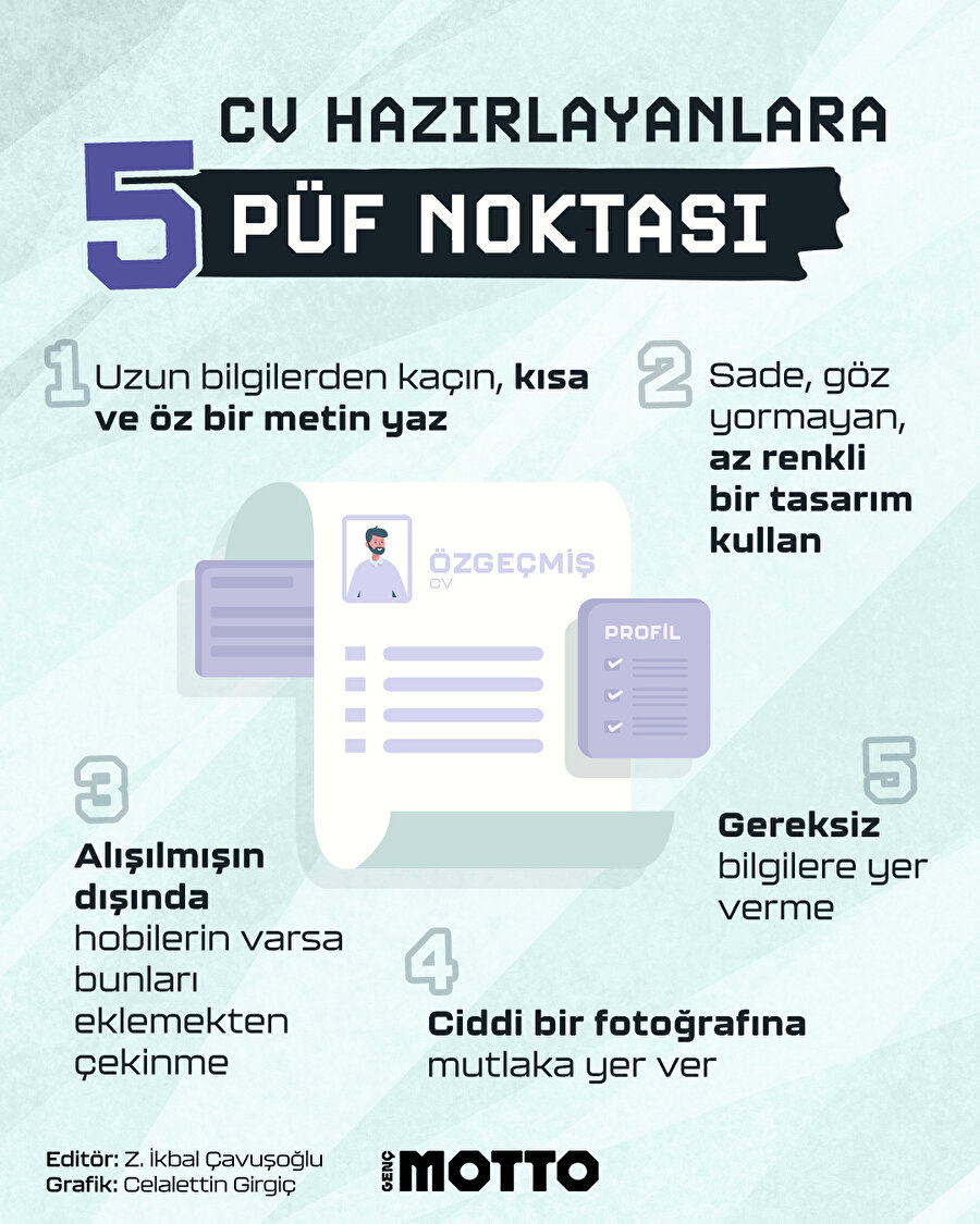 Cv hazırlayanlara 5 püf noktası