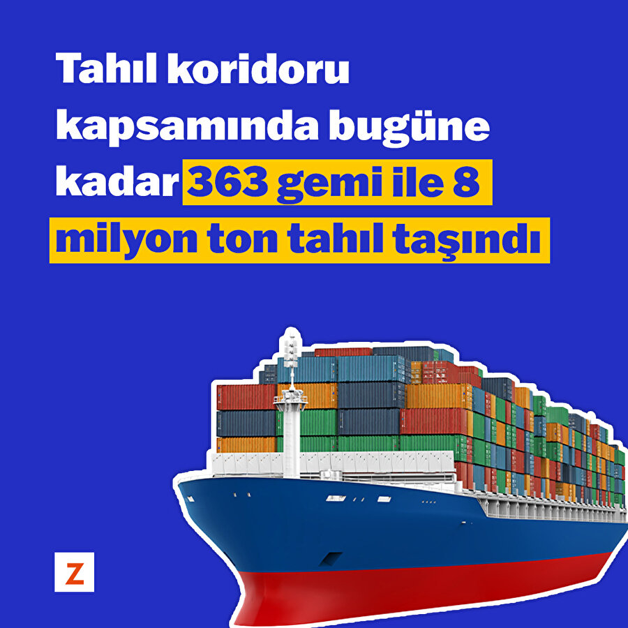Tahıl koridorunda 8 milyon ton tahıl taşındı 