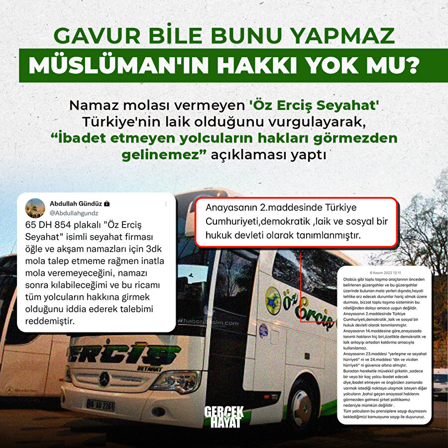 Laiklik namaz molasına engelmiş