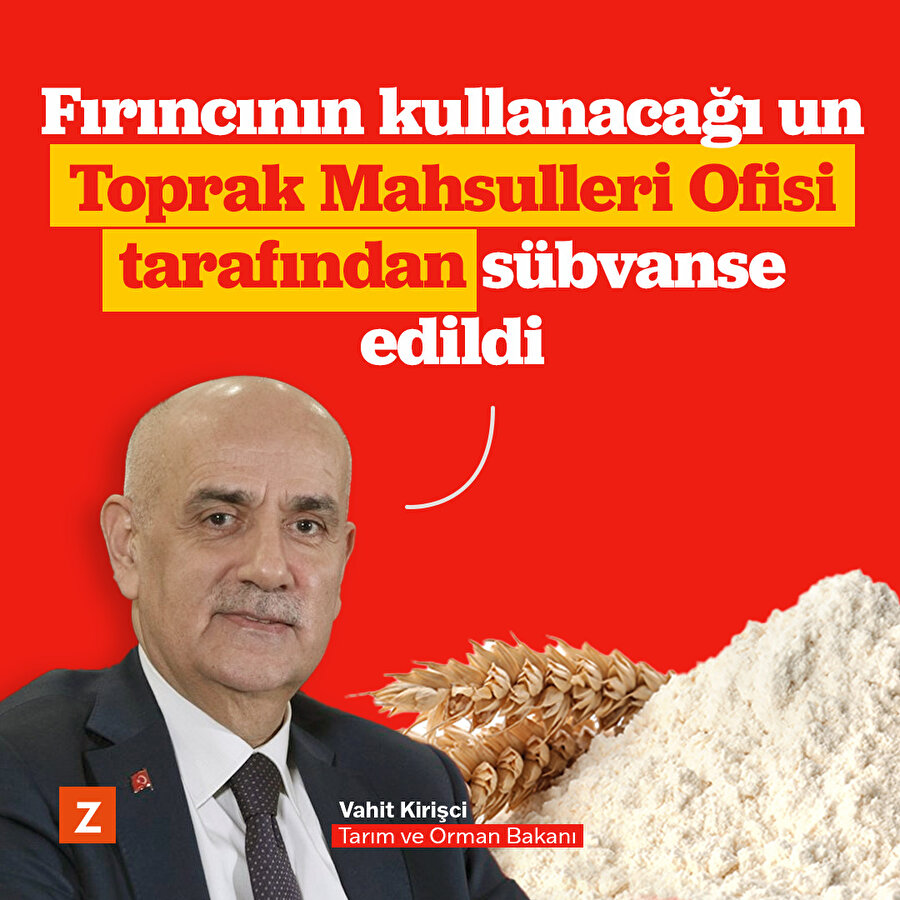Fırıncının kullanacağı un Toprak Mahsulleri Ofisi tarafından sübvanse ediliyor