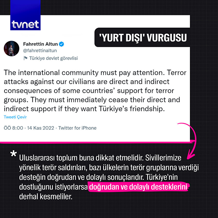 Fahrettin Altun Taksim saldırısı sonrası Batı'ya seslendi