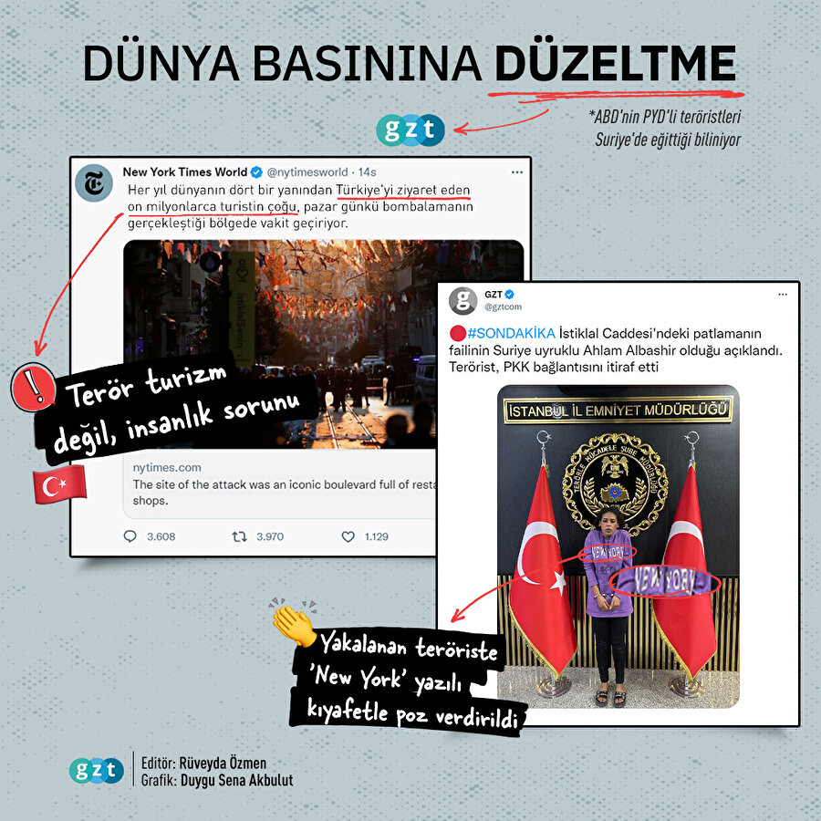 Dünya basınına düzeltme: Taksim'deki saldırıyı 'turizm' vurgusuyla servis ettiler