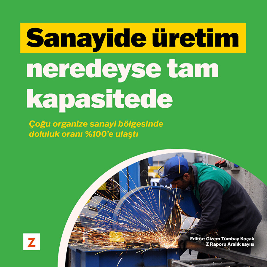 Sanayide üretim neredeyse tam kapasitede