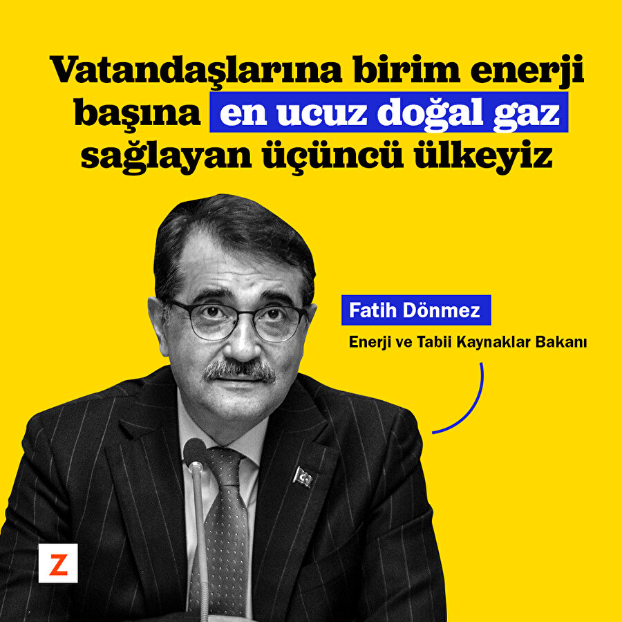 Bakan Dönmez: Birim enerji başına en ucuz doğal gaz sağlayan üçüncü ülkeyiz