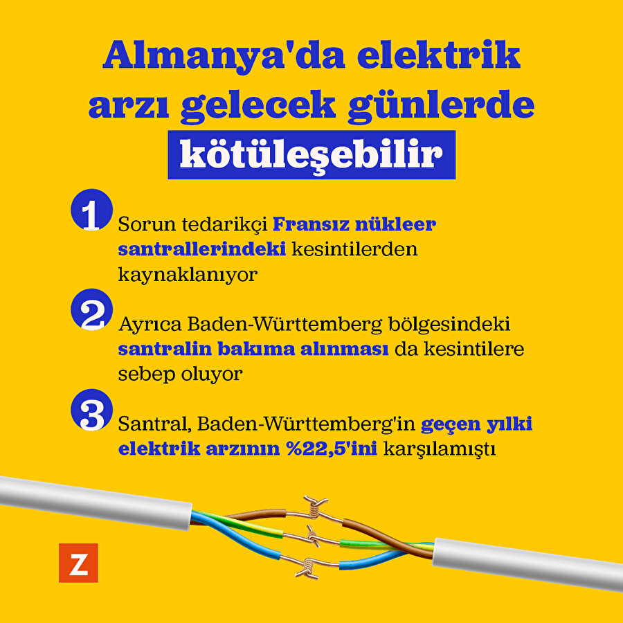 Almanya'da elektrik arzı gelecek günlerde kötüleşebilir