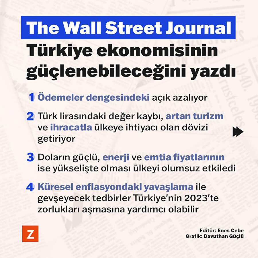The Wall Street Journal Türkiye ekonomisinin güçlenebileceğini yazdı