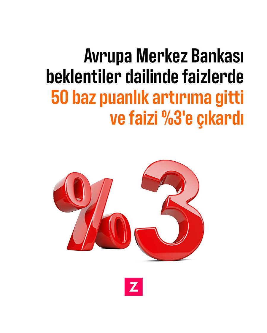 Avrupa Merkez Bankası faizi %3'e çıkardı