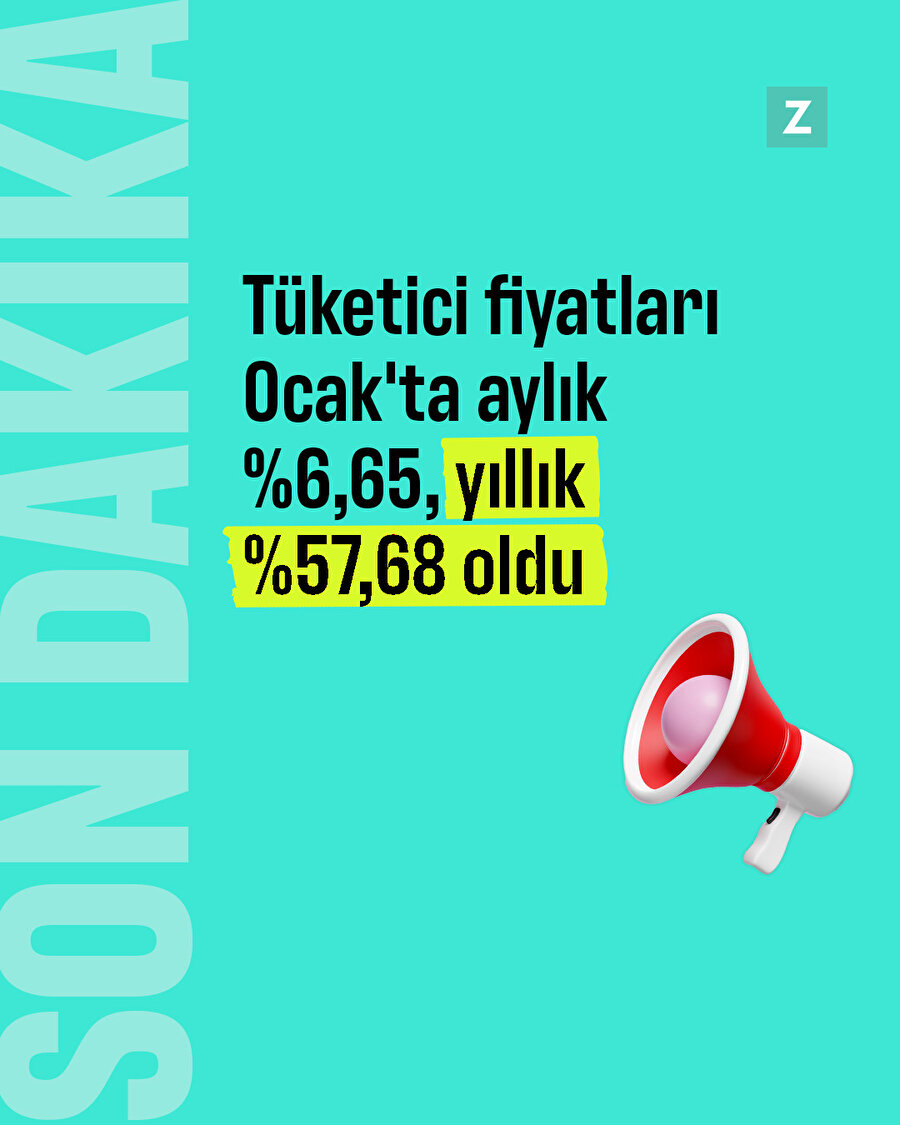 TÜFE yıllık %57,68 oldu