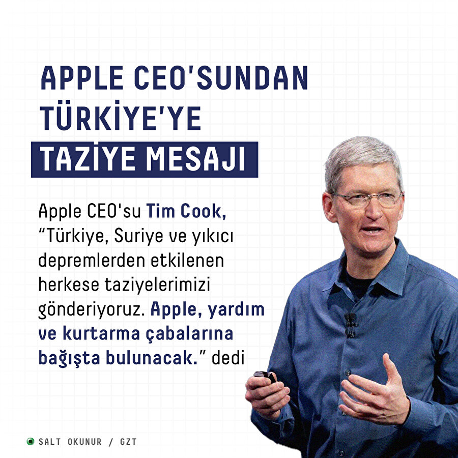 Apple CEO'sundan Türkiye'ye taziye mesajı 