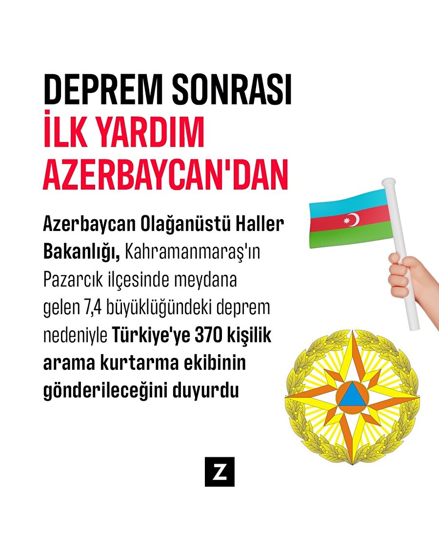 Azerbaycan 370 kişilik arama kurtarma ekibi gönderecek