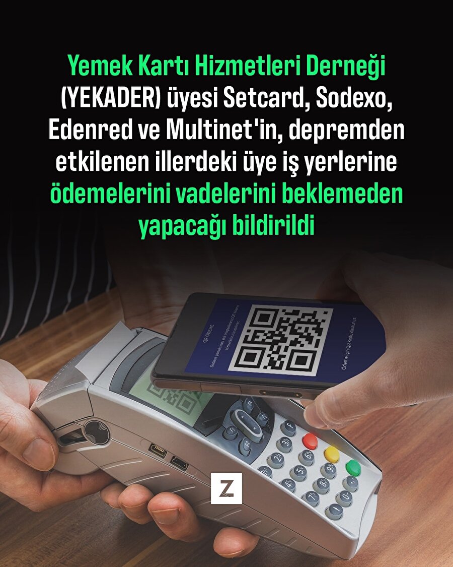 Yemek kartı hizmetleri sektöründen deprem bölgesindeki üye iş yerlerine destek
