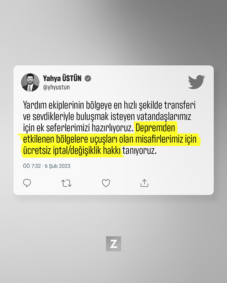 THY'den ek sefer ve iptal hakkı