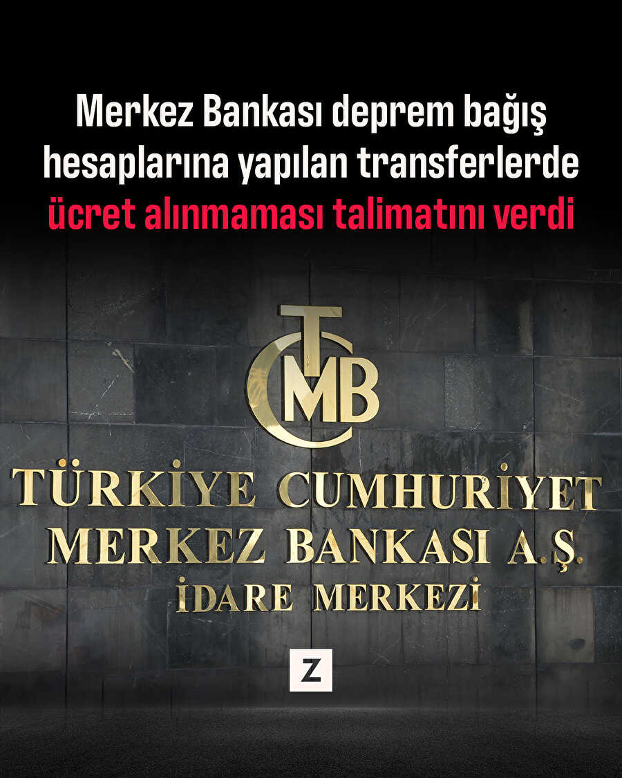 Merkez Bankası: Deprem bağış hesaplarına yapılan para transferlerinden ücret alınmayacak