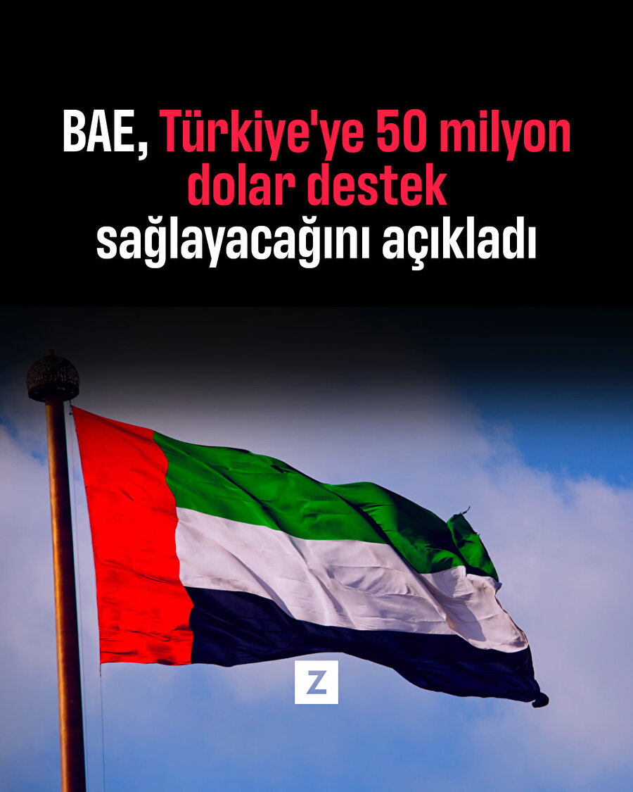 BAE'den Türkiye'deki deprem bölgeleri için 50 milyon dolarlık destek