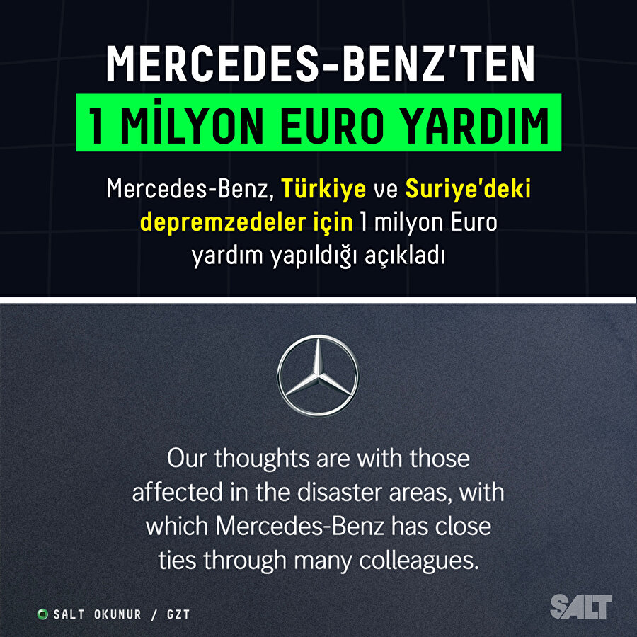 Mercedes-Benz'ten 1 milyon Euro yardım