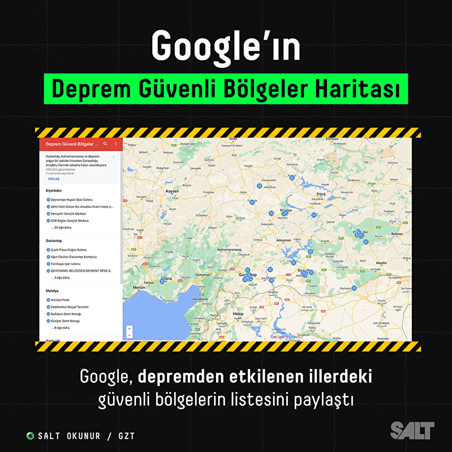 Google'ın güvenli bölgeler haritası