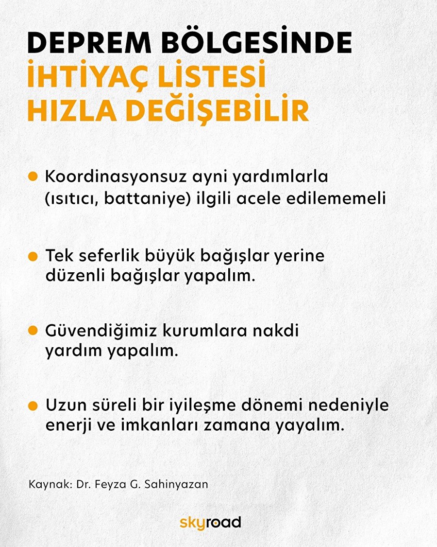 Deprem bölgesinde ihtiyaç listesi değişebilir 🙌