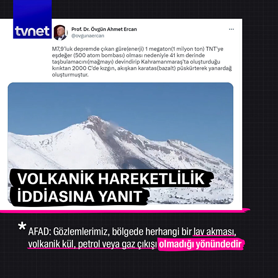 AFAD'dan deprem sonrası volkanik hareketlilik iddiasına yanıt