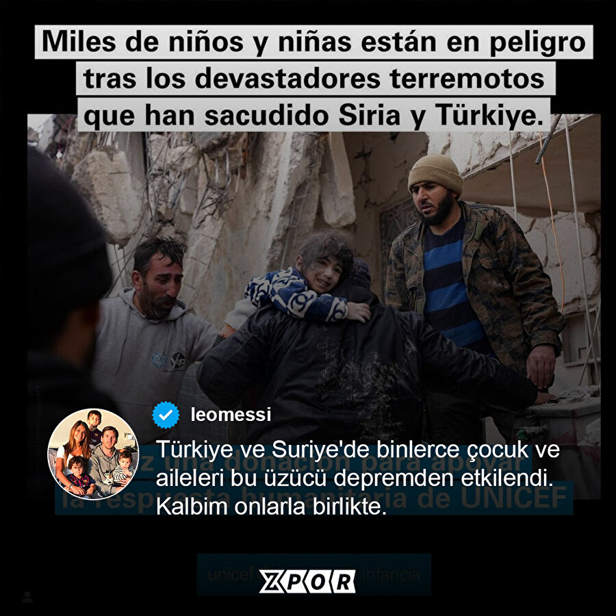 Messi'den Türkiye için yardım çağrısı