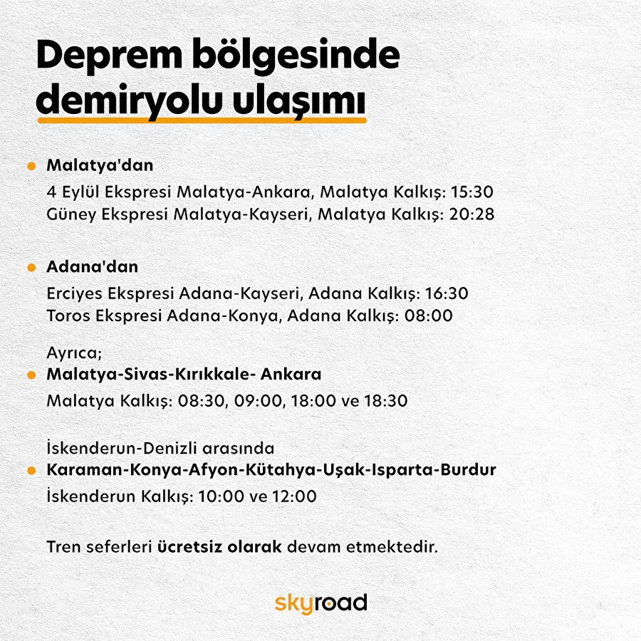 Deprem bölgesinde demiryolu ulaşımı 📌