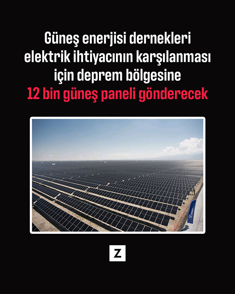 Güneş enerjisi dernekleri deprem bölgesine 12 bin güneş paneli gönderecek