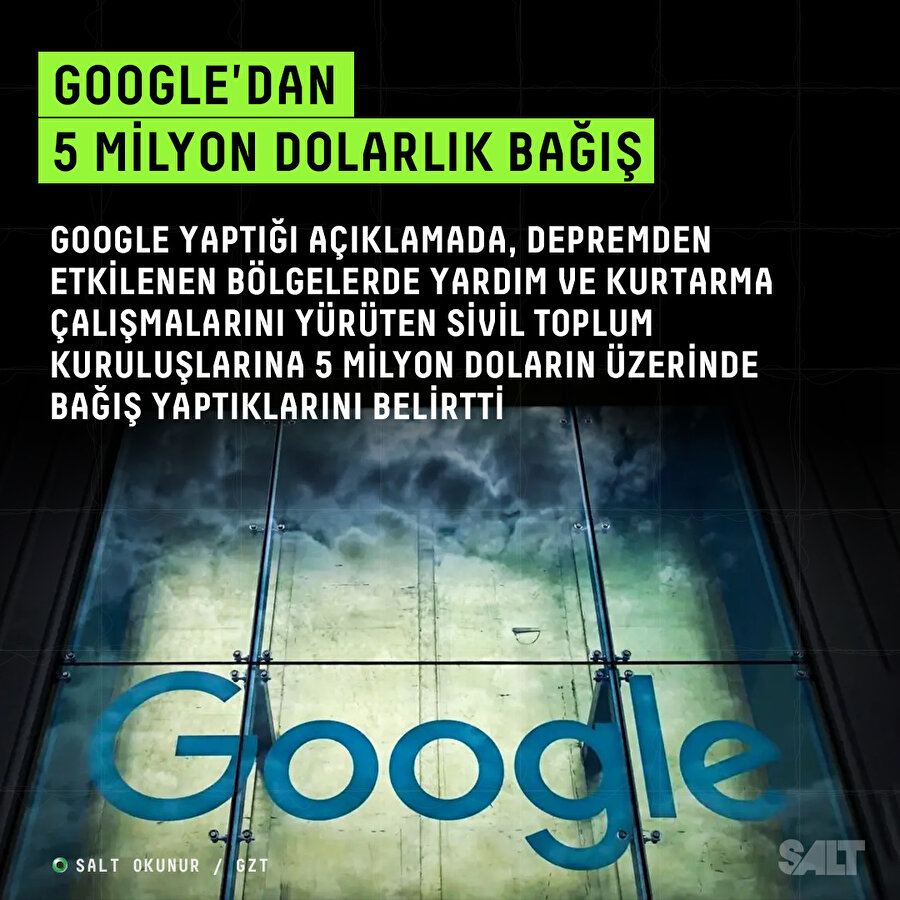 Google'dan deprem bölgesine 5 milyon dolarlık bağış