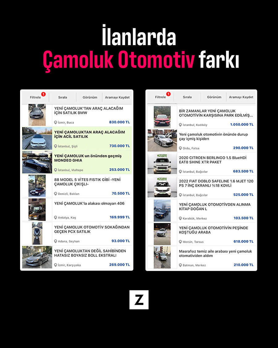 İlanlarda Çamoluk Otomotiv farkı