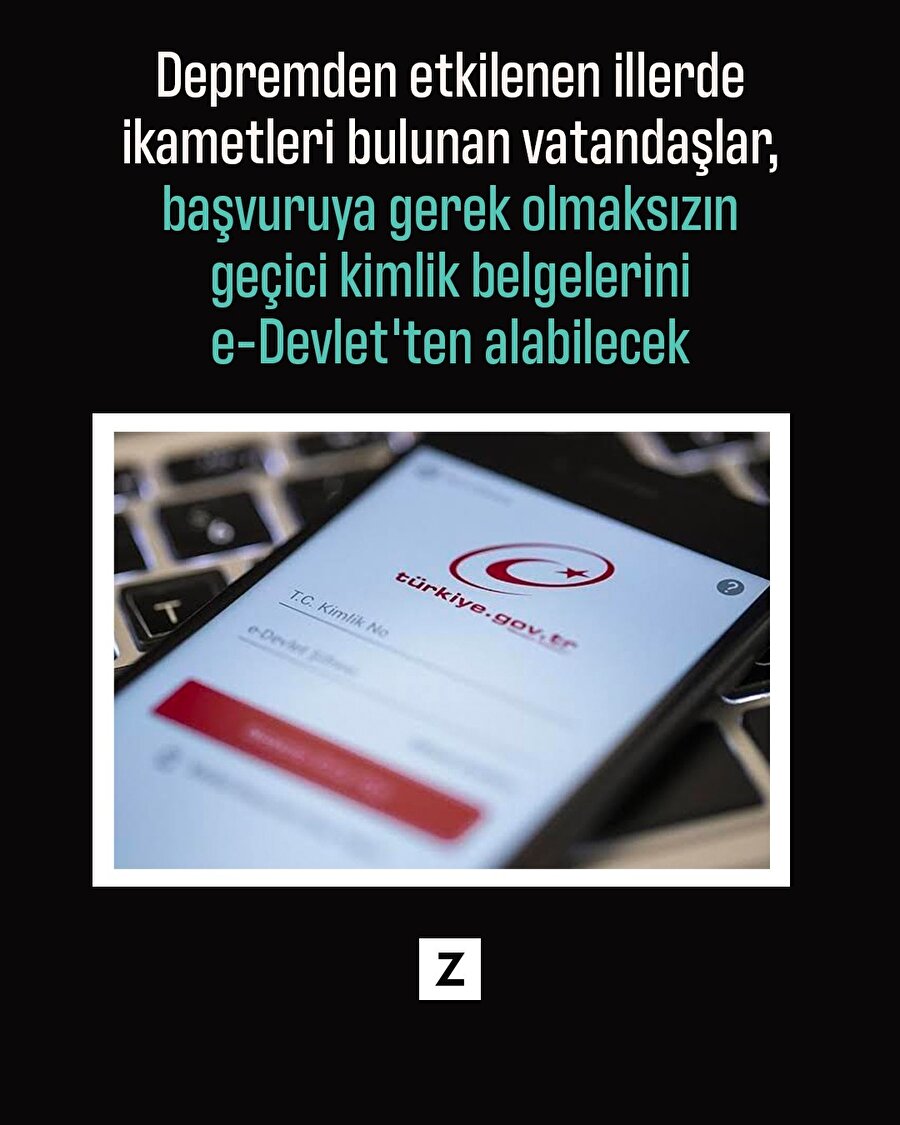 Geçici kimlik belgesi e-Devlet'ten alınabilecek