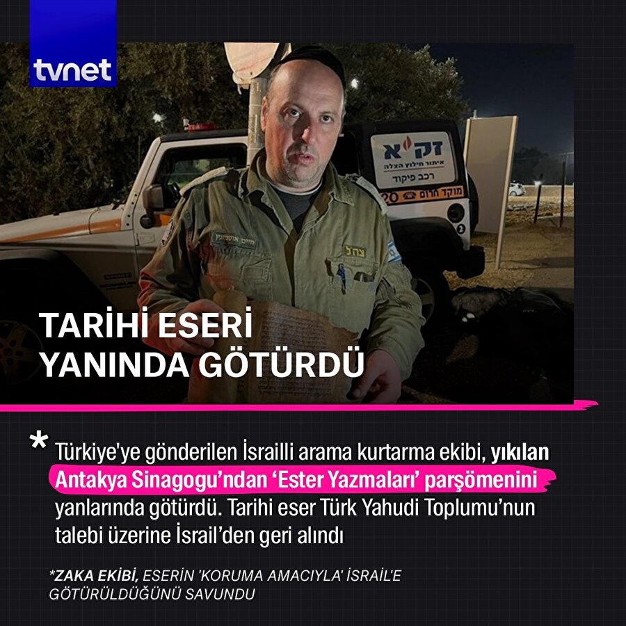 İsrailli arama kurtarma ekibi, tarihi eseri İsrail'e götürdü