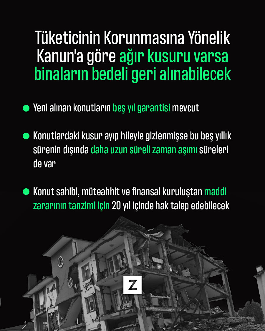 Ağır kusuru varsa binaların bedeli geri alınabilecek